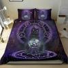 Wiccansk Okkult Svart Katt Dynetrekksett, Gotiske Svart Katt Sengetøy Mystisk Sol og Måne Dyne Trekk Queen Size