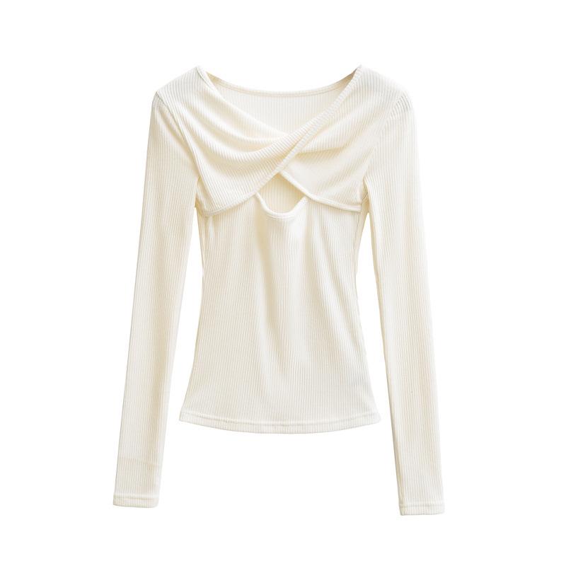 Pure Desire Slimming Hollow Long Sleeve Women's Chic Top