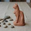 3D Printed Egyptian Cat Goddess Figurine, Vintage Gothic Dark Style Statue, Matte Black & Terracotta Orange Ornament, Mini Craft for Home Office