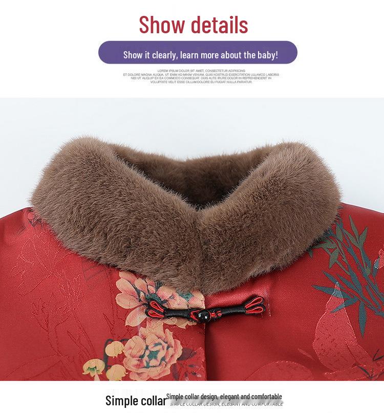 Stylish Velvet-Lined Winter Tang Suit Jacket for Elderly Women – Warm Cotton Cold-Protection Fashion