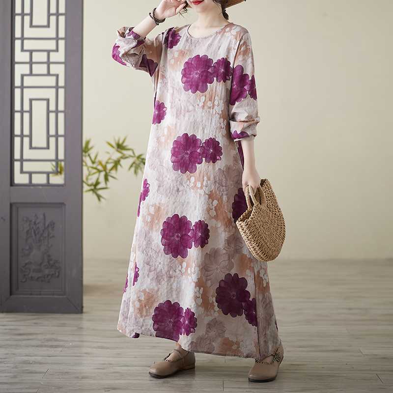 Rundhals Großes Langarmkleid