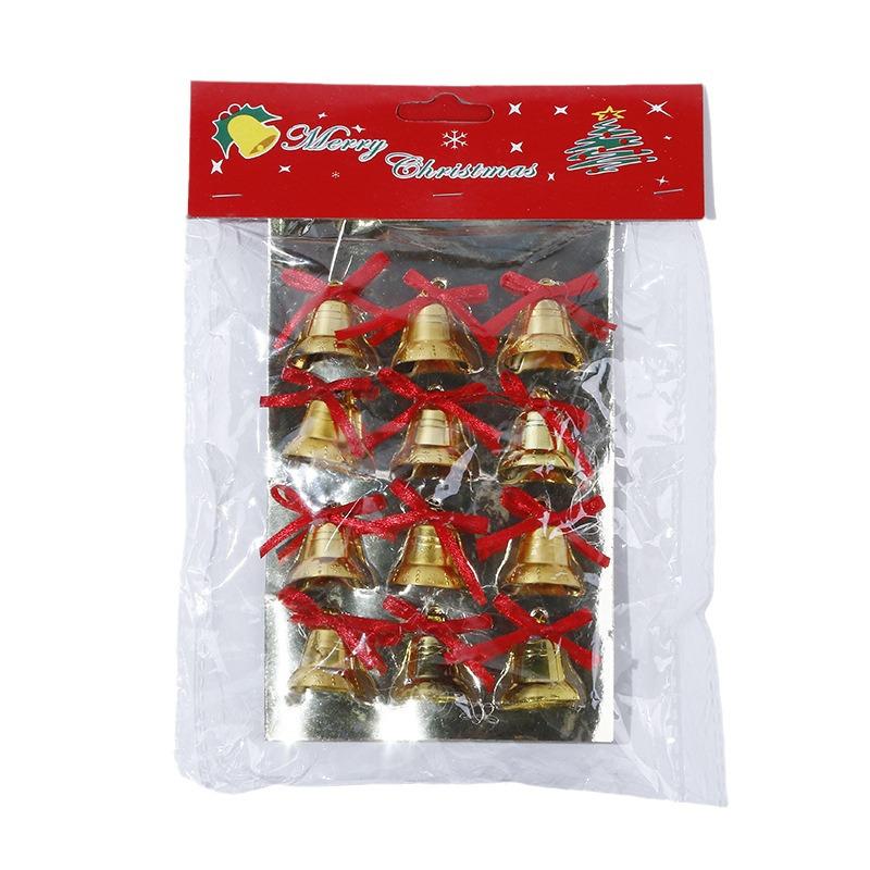 Gold Bell Christmas Ornaments, Set of 12, Small Size