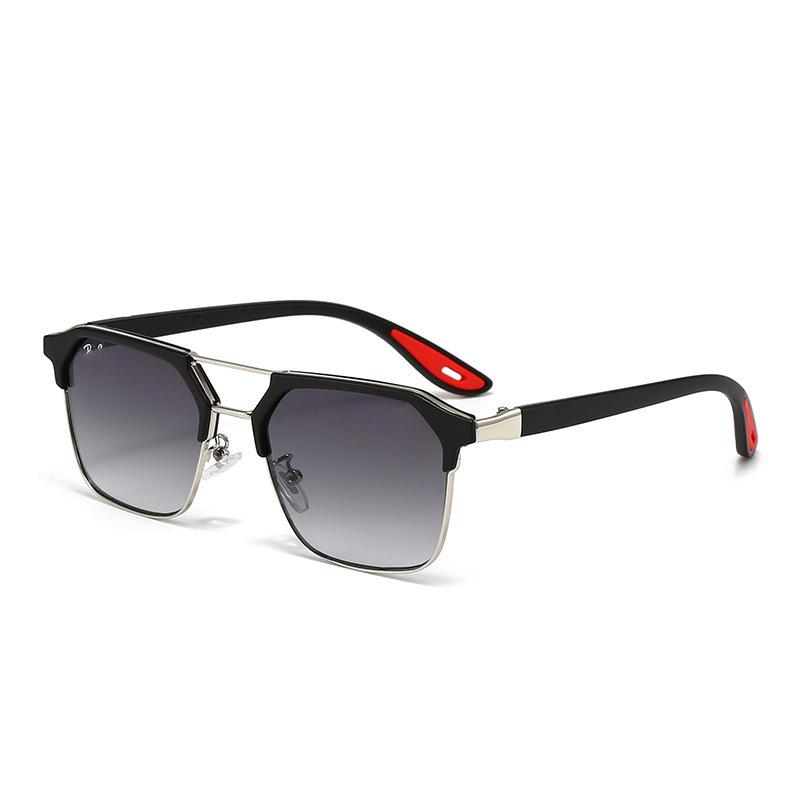 Gafas de Sol Poligonales de Media Montura Gafas de Sol Retro Gafas de Conducir Sin Graduación Parasoles Avanzados para Exteriores