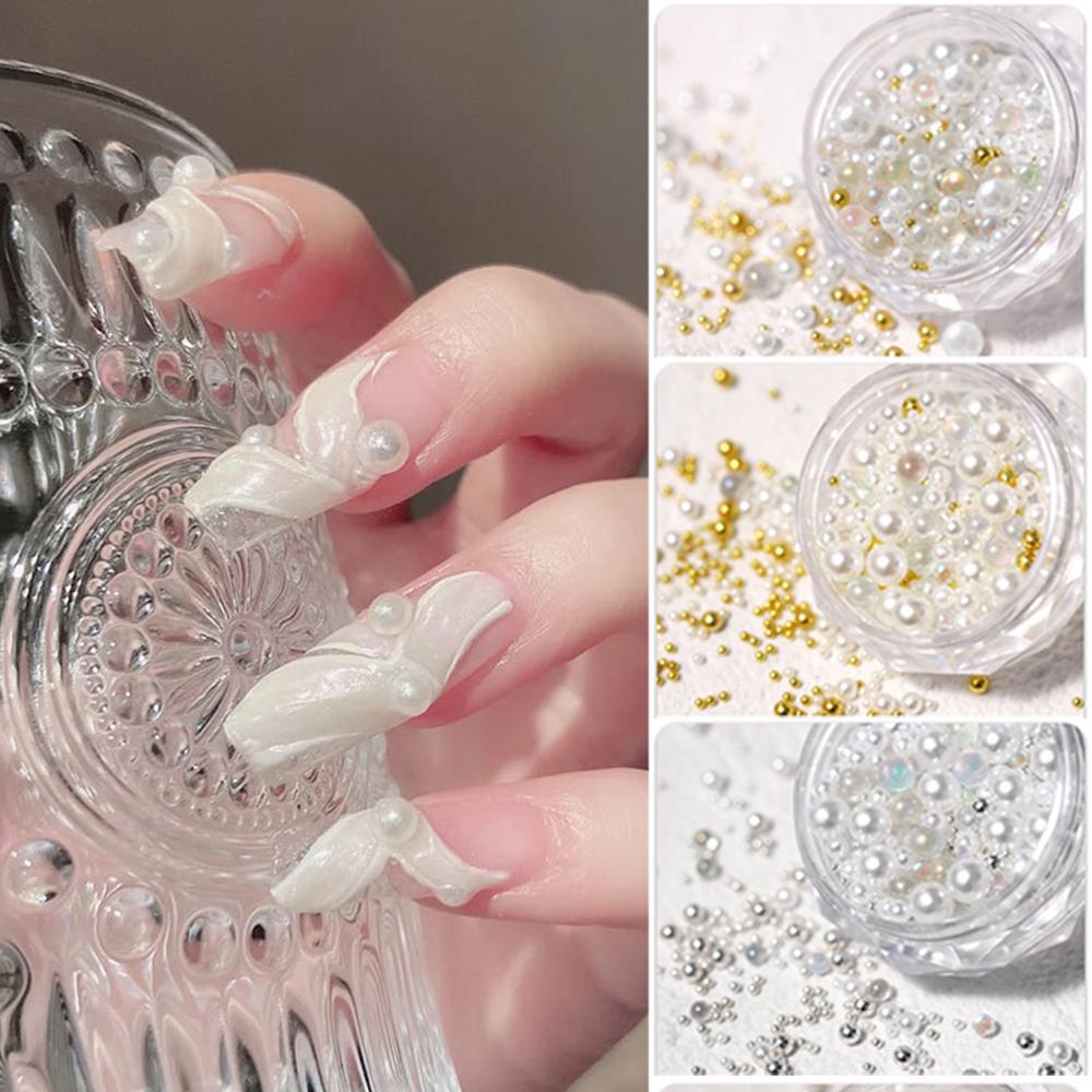 

Micro Glass Charms Mixed Size Nail Art Decorations AB Crystal Rhinestones Tiny Nail Pearls Manicure B06