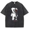 Cartoon Machine Bear Print Tshirts Casual Breathable Street Sweat Summer T-Shirts Personality Loose Cotton T Shirt For Men