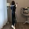 Autumn and Winter Design High-waist Slim Casual Suit Fashionable Temperament Sweatshirt Wide-leg Pants Two-piece Set