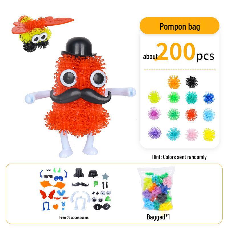 Upgraded Puffy Squeeze Ball: Double Hook DIY Puzzle Toy for Early Childhood Education