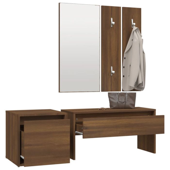 3120196 vidaXL Hallway Furniture Set Brown Oak Engineered Wood