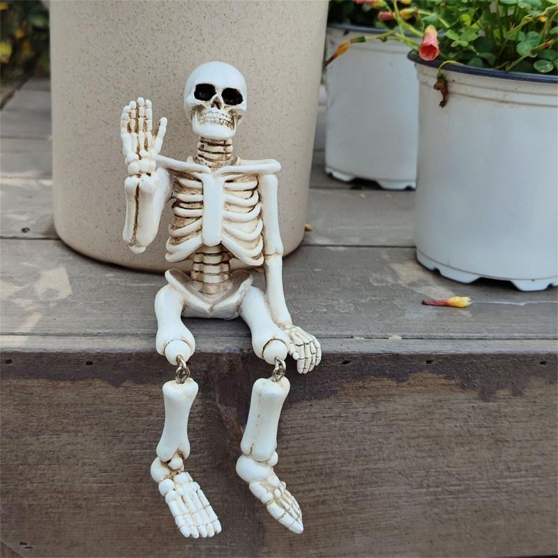 Realistic Waving Skeleton Miniature Figurine Handcrafted Resin Art Ornament Perfect For Halloween Holiday Decors Gift