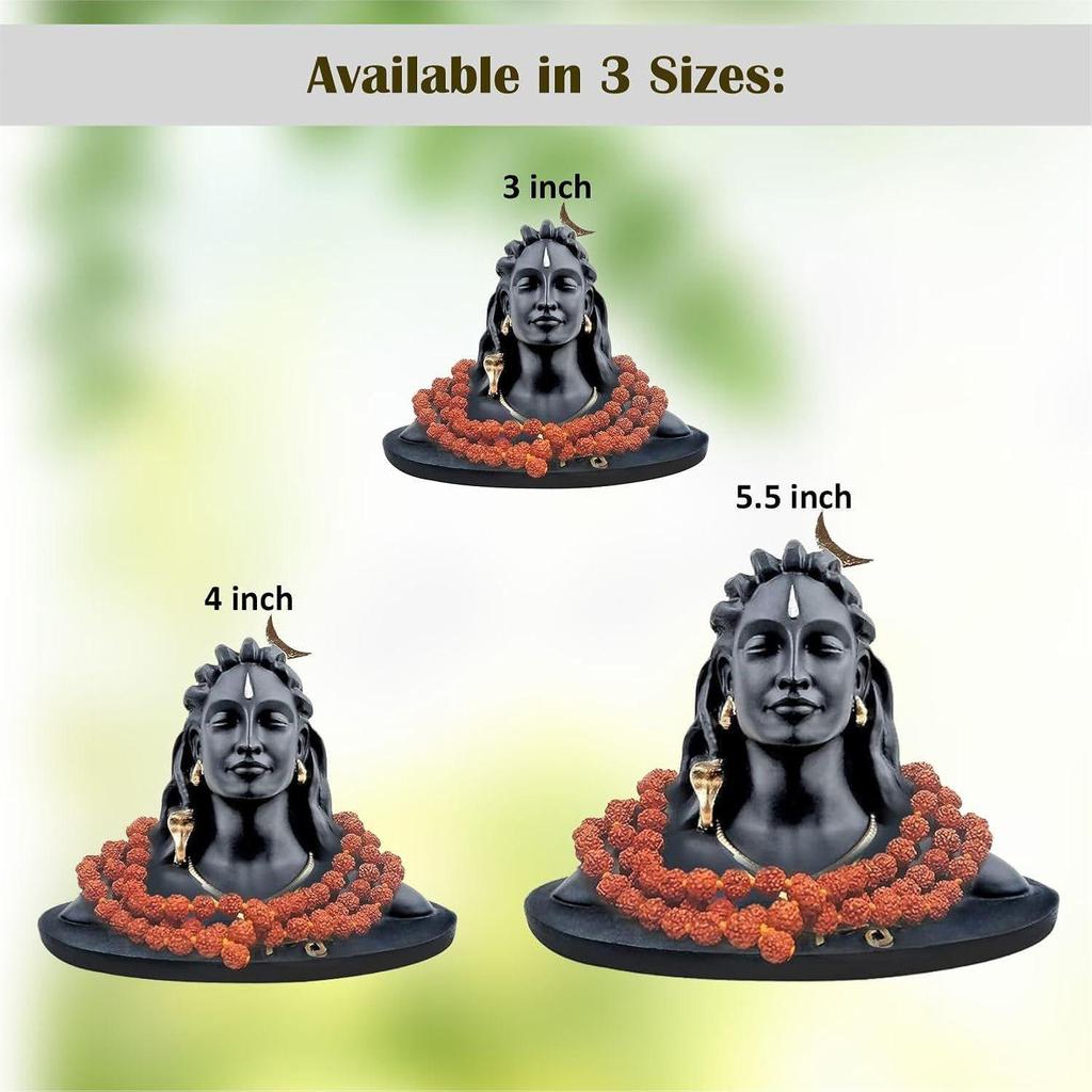 Adiyogi Statue with Rudraksh Mala/Resin Car Dashboard Idols/Lord Shiva for Pooja/Shivratri Gift/Decor/Shiv Murti/Mahadev Statues/