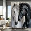 Digital Printed Horse Pattern Shower Curtain -  Reversible Polyester,  All-Season Woven Fabric for Bathroom/Home Decor