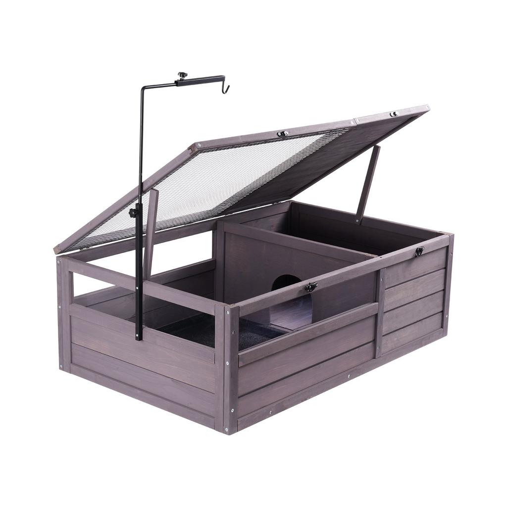 VEVOR Tortoise Habitat, Wooden Tortoise House Indoor & Outdoor, Tortoise Enclosure with Adjustable Lamp Holder