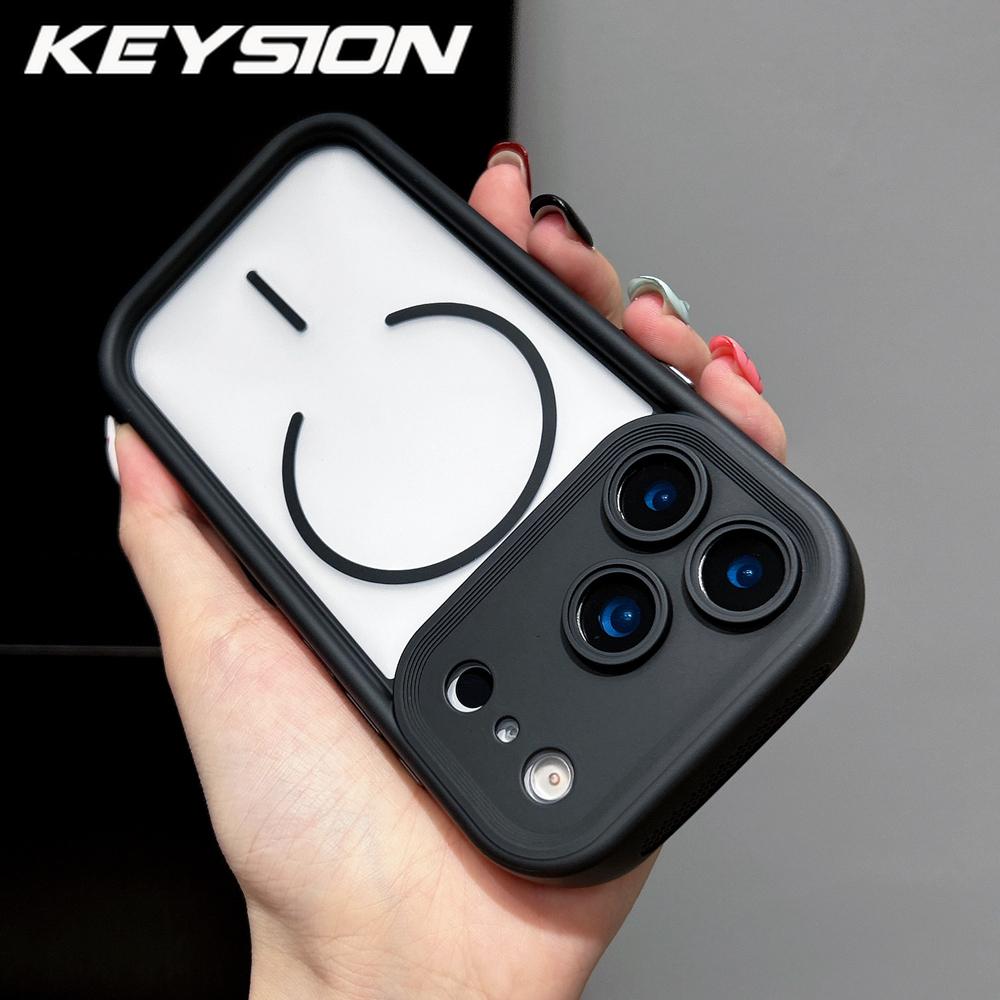 

KEYSION Transparent Matte Magnetic Phone Case for MagSafe for iPhone 17 Pro Max Air Silicone+PC Thickened Frame Shockproof Cover for iPhone 17 чёрный