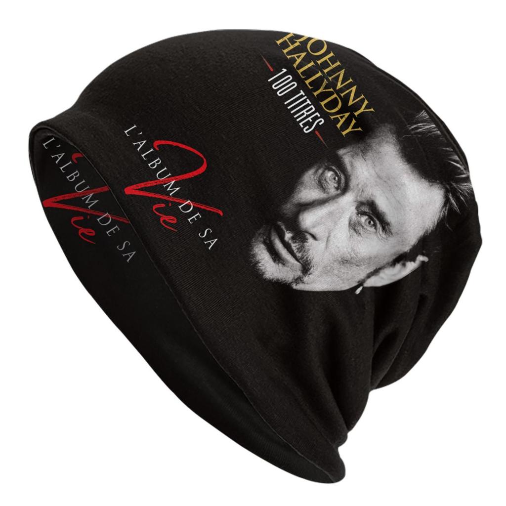 Individuelle Johnny Hallyday Mütze Gestrickte Mütze Unisex Damen Hip Hop Unisex Französischer Popsänger Winter Warm Skullies Beanies Mützen