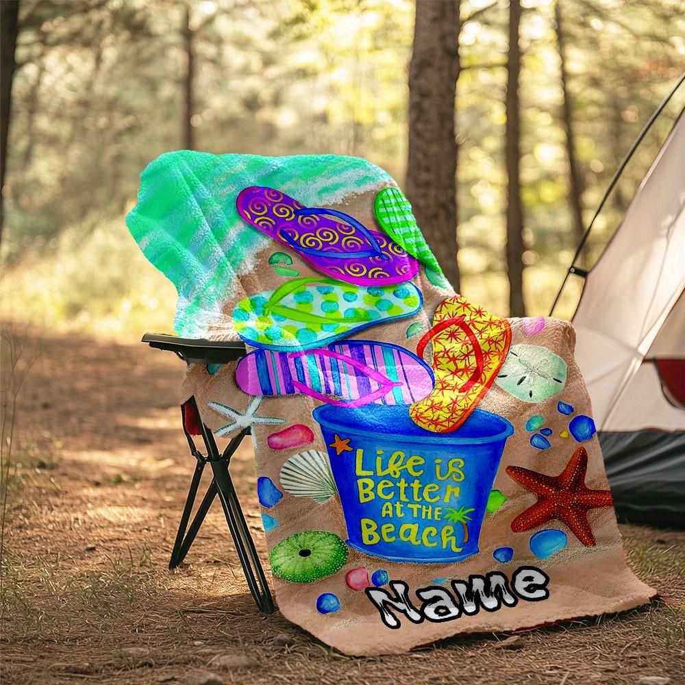 240Gm2 Beach Sandals Outdoor Customize Your Name Blanket Comfortable Soft Lightweight Allseason Multipurpose Blanket For Travel Camping Picnics Sofa
