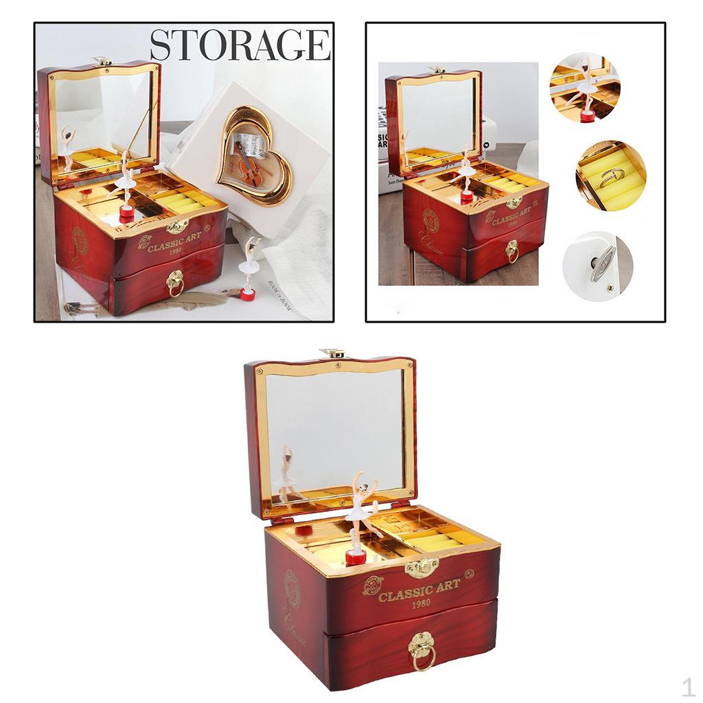 

Classic Rotating Dancer Ballerina Piano Music Box Clockwork Plastic Jewelry for Girls Women Hand коричневий