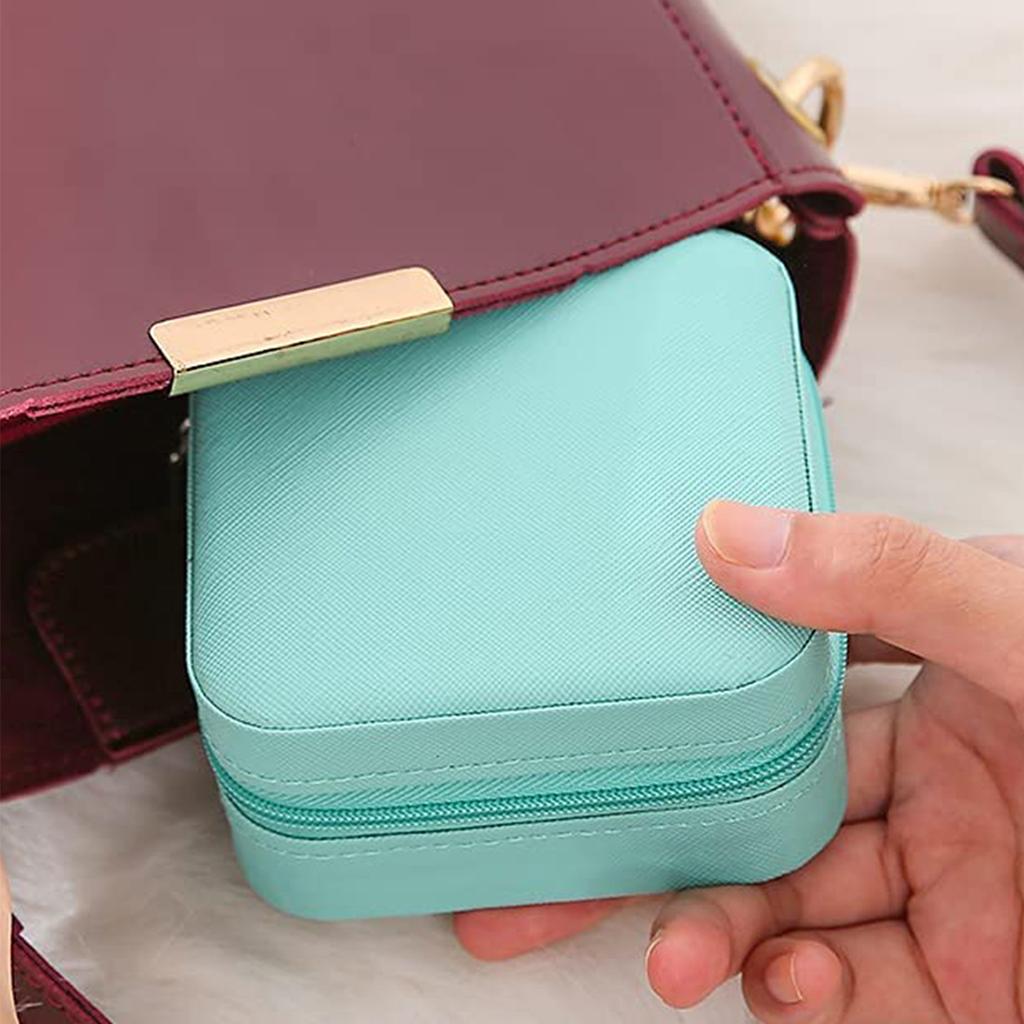 Tragbare Schmuckaufbewahrungsbox Reise-Schmuckorganizer-Etui Lederaufbewahrung Ohrringe Halskette Ring Schmuckdisplay