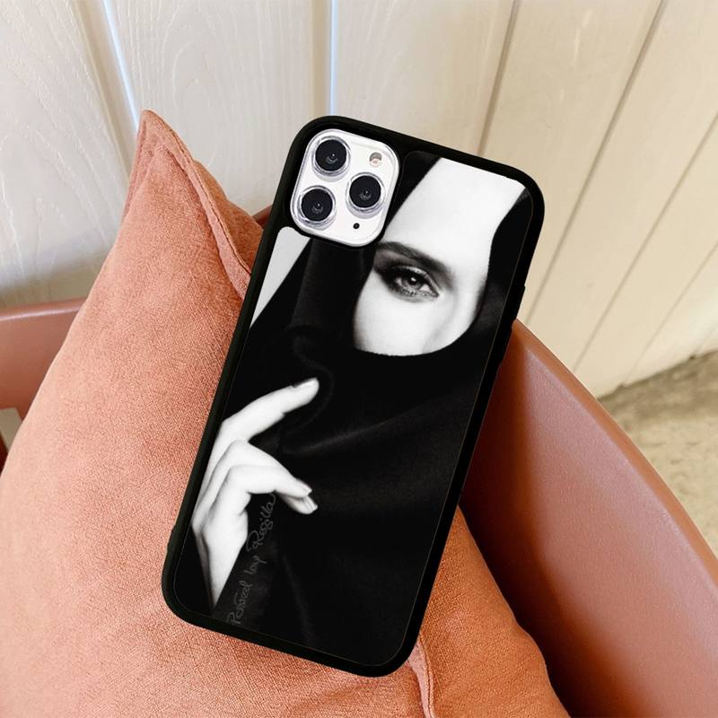 Muslim Islamic Arabic Hijab Face Gril Eyes Phone Case Silicone PC+TPU Case for iPhone 11 12 13 Pro Max 8 7 6 Plus X SE XR