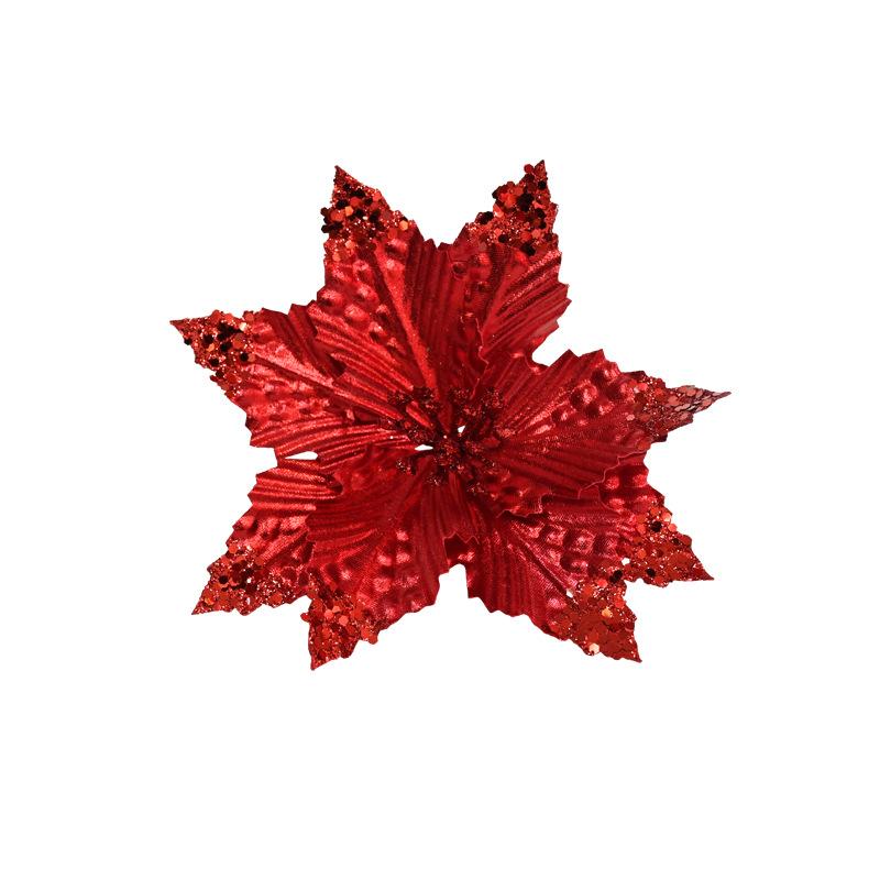 Artificial Christmas Flowers with Glitter for Tree Decoration and DIY Arrangements