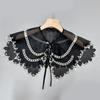Embroidered Half Shirt False Collar Black Spread Lapel Versatile Art Collar Sweet Shawl False Decorative Shawl