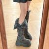 Snow boots for women in winter 2026 warm high top with fleece not exceeding knee length long boots for women