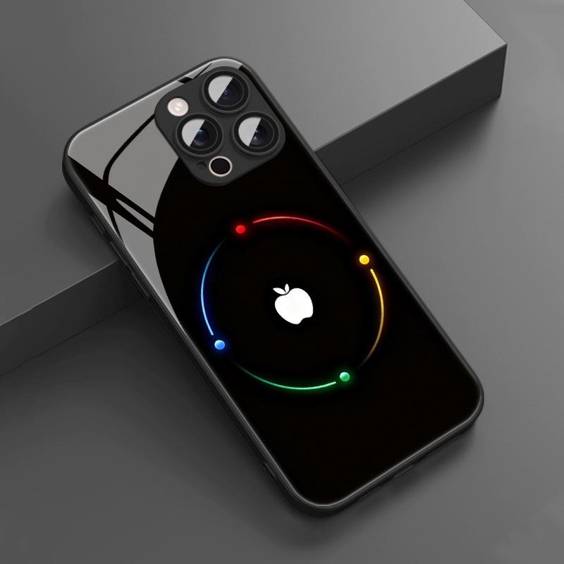 Colorful Halo For Apple Pattern Tempered Glass Phone Case For iPhone 17 16 15 14 13 12 11 Pro Max 17 Air 7 8 Plus XR XS X Cover