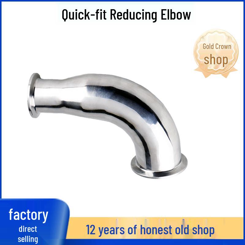 

304 Stainless Steel Tri-Clamp Reducing Elbow Sanitary Fitting, Quick-Fit, Non-Standard Customizable. Tri-Clamp OD 64 to OD 25.4