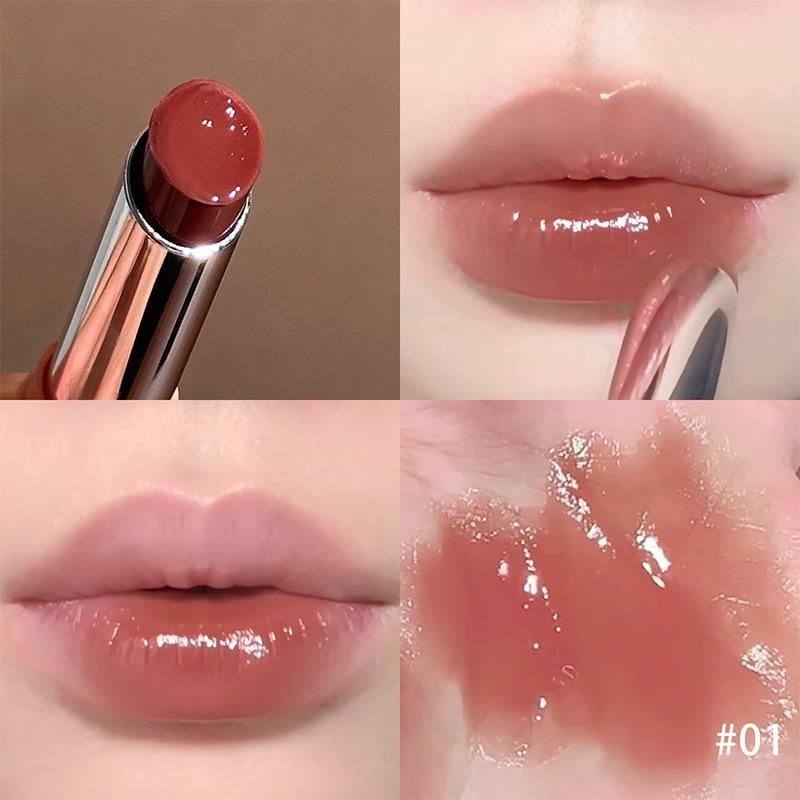 CACE Peach Heart Hydrating Mirror Lipstick: Long-Lasting, Non-Transfer, Whitening & Plumping Nude Glaze.