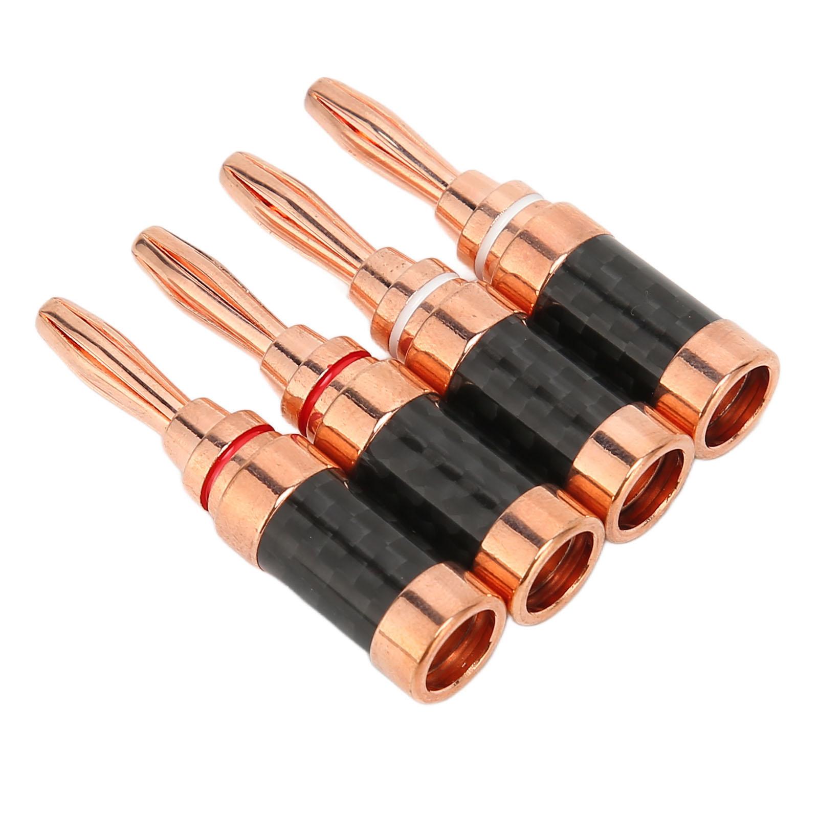 4 шт. Банановые штекеры Латунные Позолоченные Корпус из углеродного волокна Открытый винт Разъем для акустического кабеля для провода диаметром 5 мм