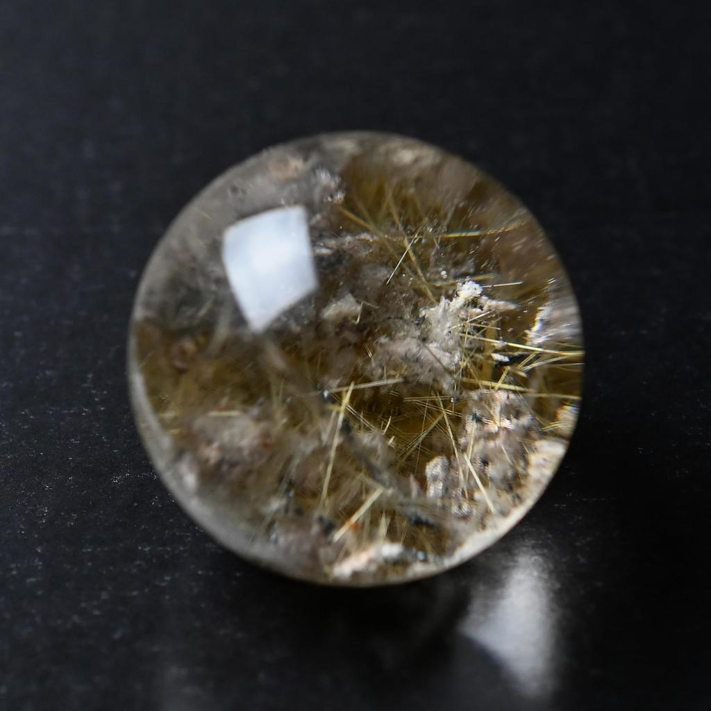 Garden Rutilated Quartz Gold Needle Good Work Power Amulet [Eigado] Sphere, 40mm, 89g, Quartz, Fortune, Luck, Stone,
