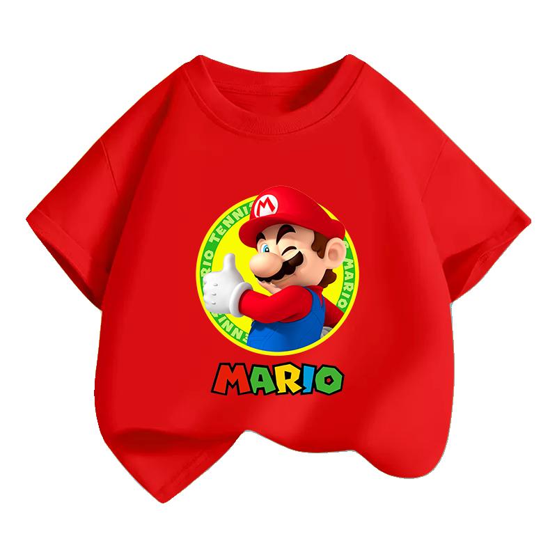 Super Mario Bros Childrens Cartoon Short Sleeved Tshirt Summer New Top