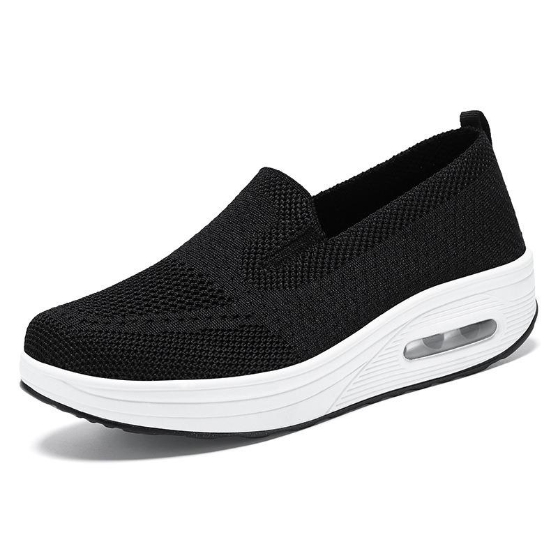 Schuhe Damen Herbst neue dicksohlige erhöhende Schuhe große Größe fly-gewebte Freizeitschuhe faule einpedalige Stoffschuhe