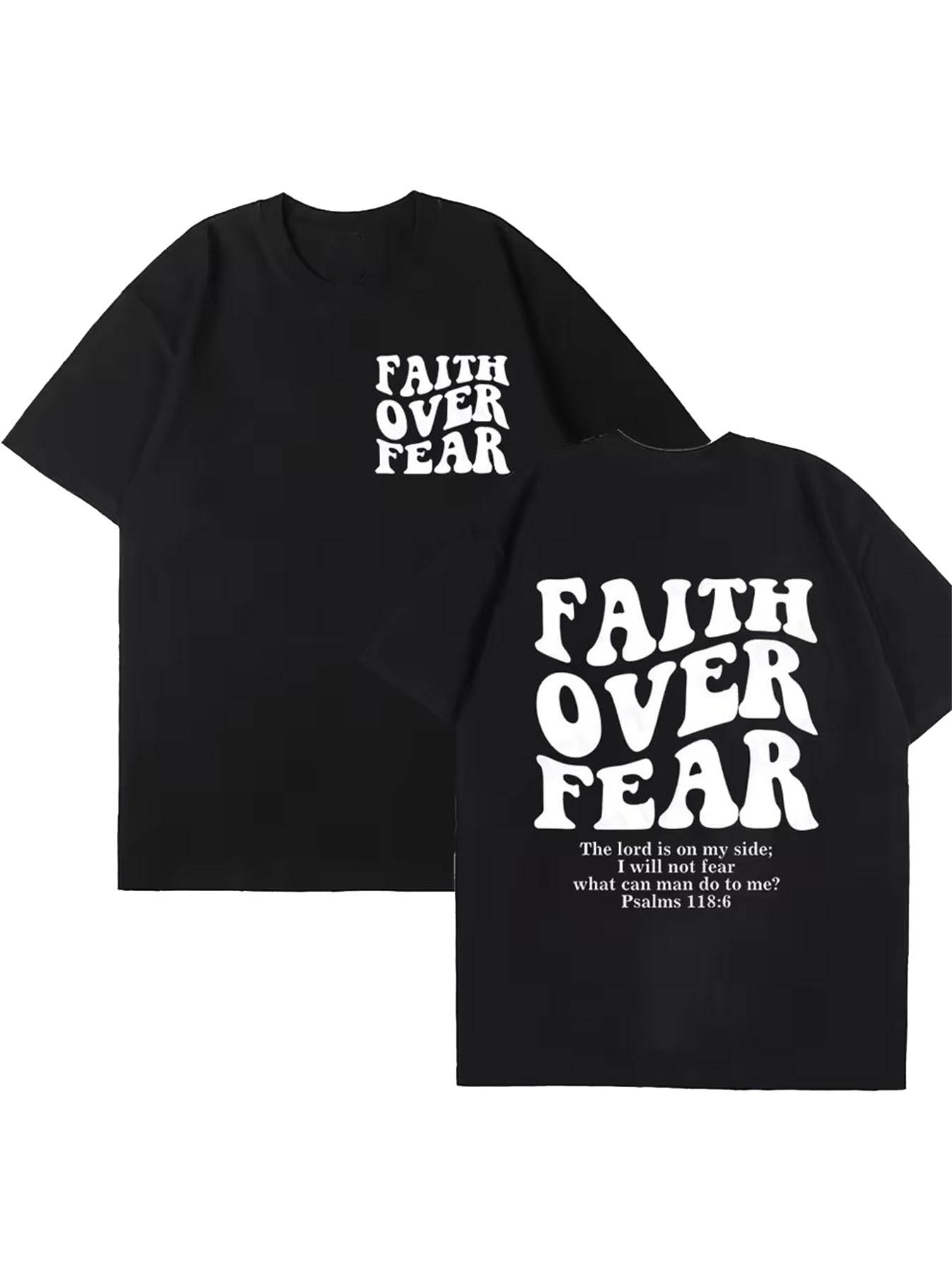 

Faith Over Fear Christian WOMEN T-shirts Christian Clothes Jesus Fashion Trendy T-shirts Bible Verse Sportwear Aesthetic Clothes 4XL