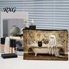 Cartoon Brush Holder Halloween Theme Cosmetic Bag, Durable Canvas Zipper Makeup Pouch, Digital Print Pouch Portable Storage for Stationery And