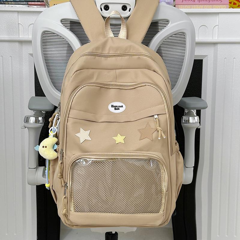 Schoolbag Japanese Cute Soft Girl Transparent Pain Bag Large Capacity Versatile College Style Girl Student Schoolbag Korean Version Backpack