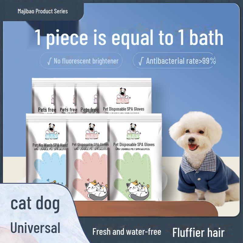 Majibao Pet SPA Disposable Bath & Deodorant Gloves for Dogs & Cats