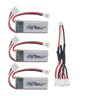 3PCS 7.4V 300mAh Lithium Battery + 3-in-1 Charging Conversion Line for WLToys F959, XK, DHC-2, A600, A700, A800, and A430 Remote Control Helicopter