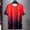 Gradient Summer Men's Loose Fit T-Shirt , Trendy Casual Short Sleeve