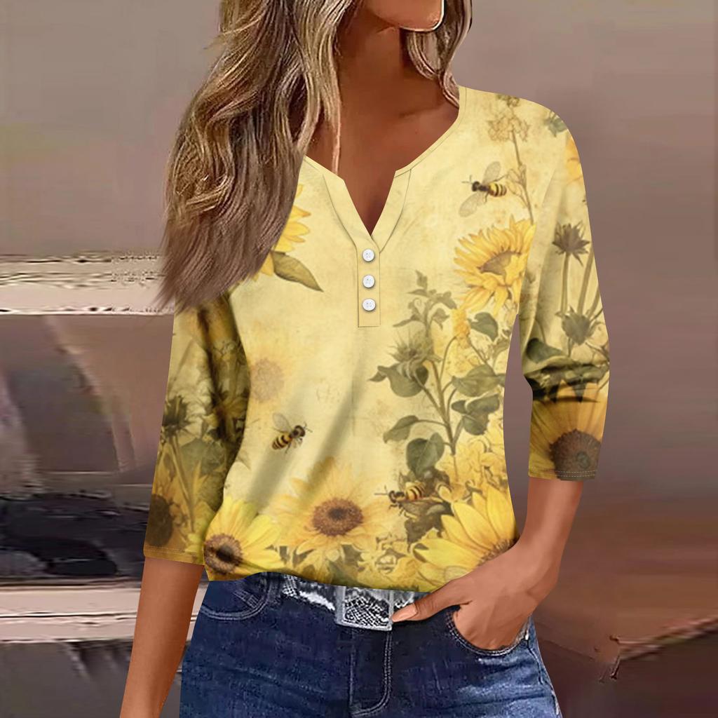 Women's 3/4 Sleeve Shirts Graphic Tees Shirts Casual Basic Tops Pullovers