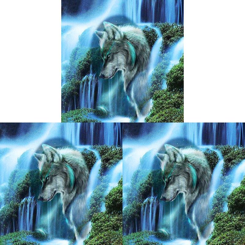 Exquisite Full Square Mosaic Diamond 5d Diy Diamond Painting Wolf Waterfall Scenic Embroidery Cross