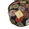 Senshishuin Nishijin Brokatverschluss Runde Geldbörse Chrysantheme in voller Blüte 3,5-Zoll Geldbörse/Münzbeutel (Gefüttert) (Schwarze Blüte)