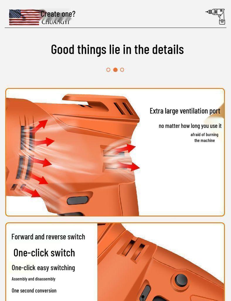 High-Power Handheld Electric Drill and Screwdriver - 220V