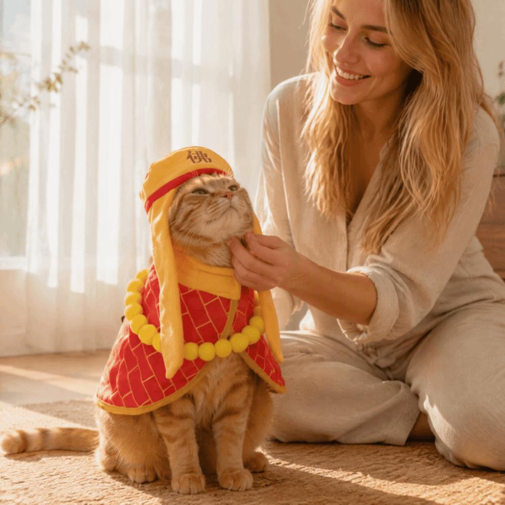 Adjustable Cat Cosplay Costume Soft Pet Cloak Scarf Funny Pet Monks Outfit Cosplay Party