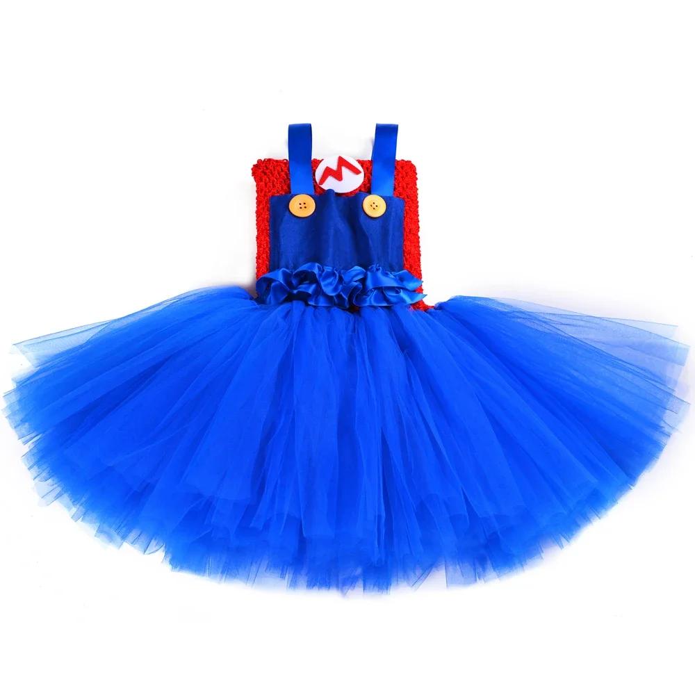 Super Brothers Luigi Costume Kids Halloween Party Tulle Tutu Dress Toddler Girls Fancy Anime Cartoon Characters Dress Up Clothes