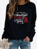 Jarní a podzimní dámský vánoční motiv Svetr s potiskem Zahuštěný kulatý výstřih s dlouhým rukávem Neformální mikina velké velikosti Top