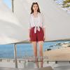 Xiangying Women's Pure Cotton High-Waist Wide-Leg Shorts