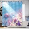 Beach Themed Shower Curtain With Sea Shells And Blue Starfish Design - Watercolor Effect For Home Bathroom Decor Elevate Space
