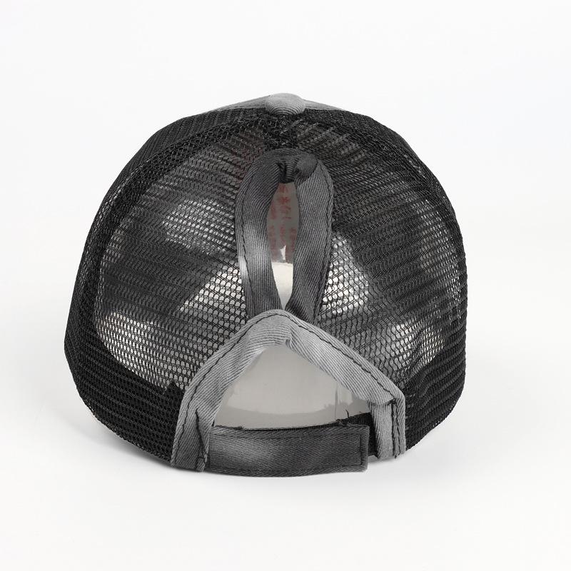 Unisex Tie-Dye Ponytail Baseball Cap with Sun Protection Mesh for Long Hair