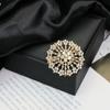 Retro Flower Pearl & Diamond Alloy Brooch Pin