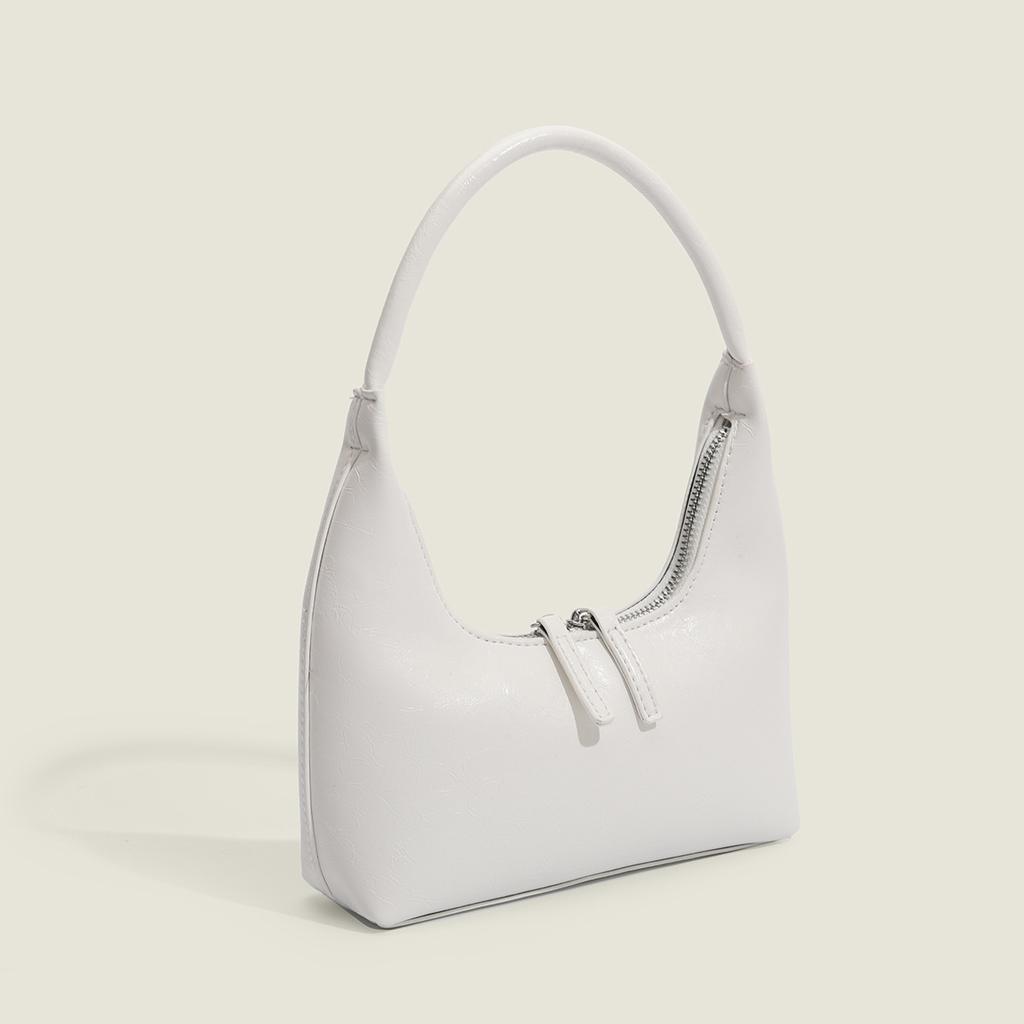 Silver Crescent-shaped Underarm Bag, Bright-colored Handbag, Fashionable and Niche Design Hand-held Bag, Trendy Mini Small Bag